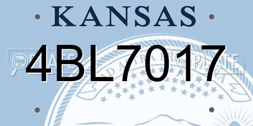 4BL7017 Kansas License Plate