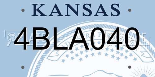 4BLA040 Kansas License Plate