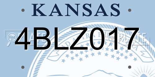 4BLZ017 Kansas License Plate