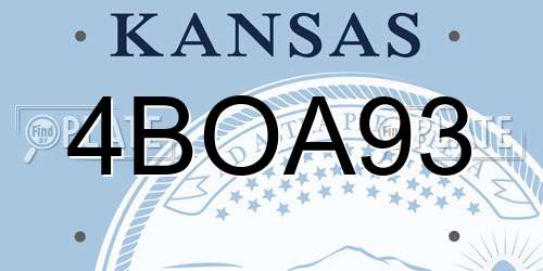 4BOA93 Kansas License Plate