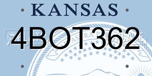 4BOT362 Kansas License Plate