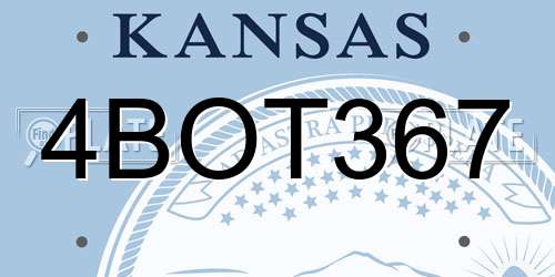4BOT367 Kansas License Plate