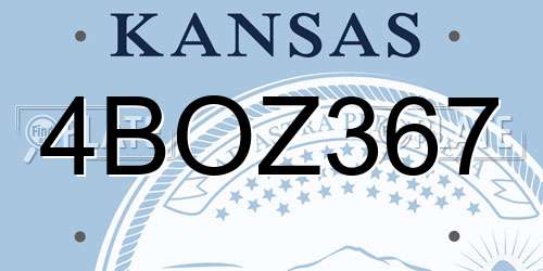 4BOZ367 Kansas License Plate