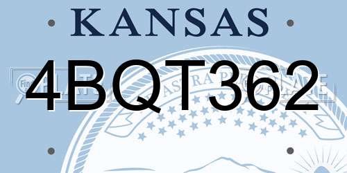 4BQT362 Kansas License Plate