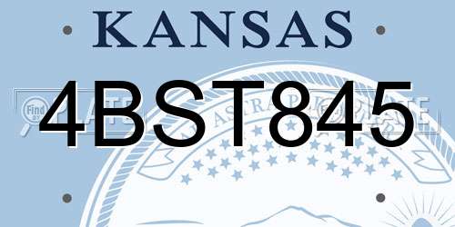 4BST845 Kansas License Plate
