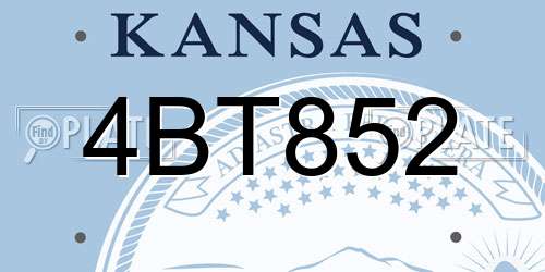 4BT852 Kansas License Plate