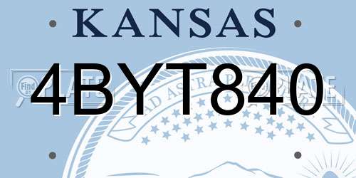 4BYT840 Kansas License Plate