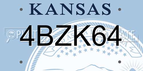 4BZK64 Kansas License Plate