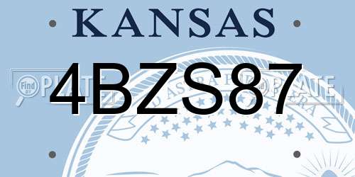 4BZS87 Kansas License Plate