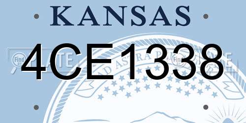 4CE1338 Kansas License Plate