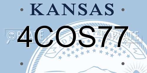 4COS77 Kansas License Plate