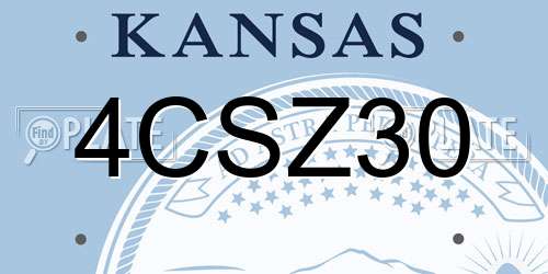 4CSZ30 Kansas License Plate