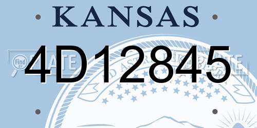 4D12845 Kansas License Plate