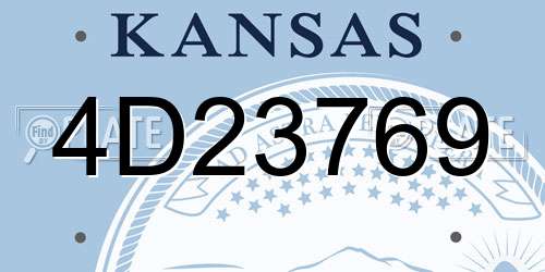 4D23769 Kansas License Plate