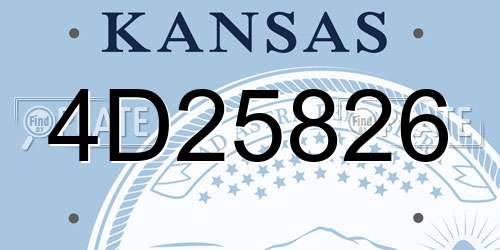 4D25826 Kansas License Plate