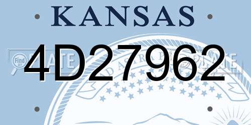 4D27962 Kansas License Plate