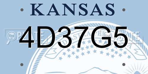 4D37G5 Kansas License Plate