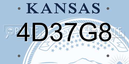 4D37G8 Kansas License Plate