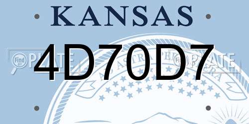 4D70D7 Kansas License Plate