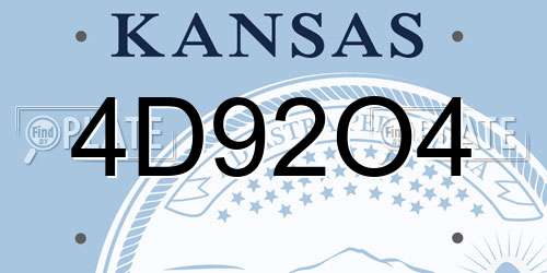 4D92O4 Kansas License Plate