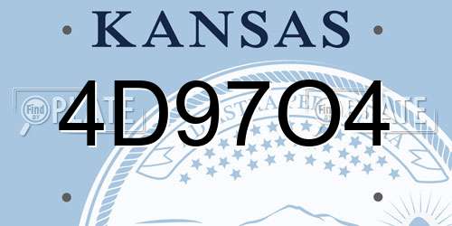 4D97O4 Kansas License Plate