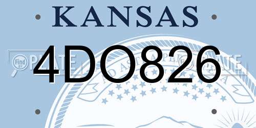 4DO826 Kansas License Plate