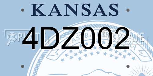 4DZ002 Kansas License Plate
