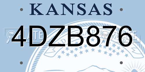 4DZB876 Kansas License Plate