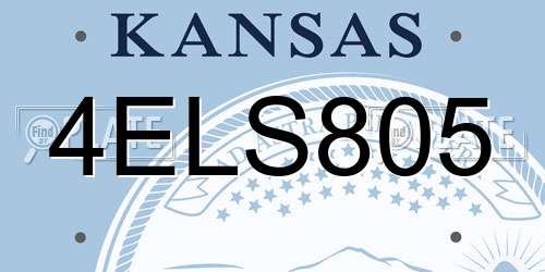 4ELS805 Kansas License Plate