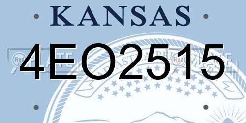 4EO2515 Kansas License Plate