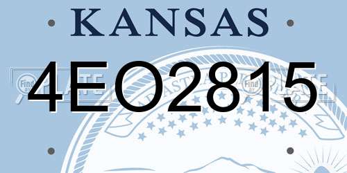 4EO2815 Kansas License Plate