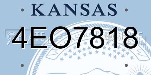 4EO7818 Kansas License Plate