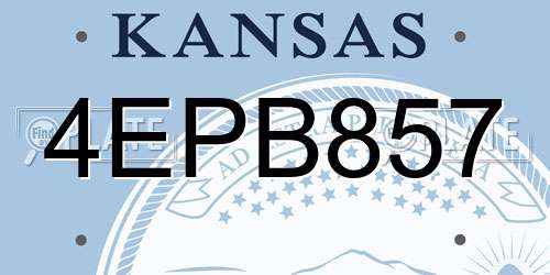 4EPB857 Kansas License Plate
