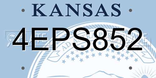 4EPS852 Kansas License Plate