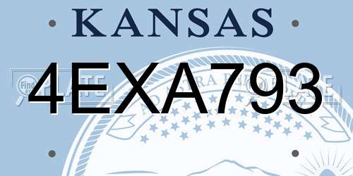 4EXA793 Kansas License Plate
