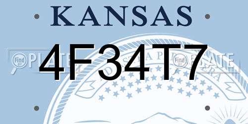 4F34T7 Kansas License Plate