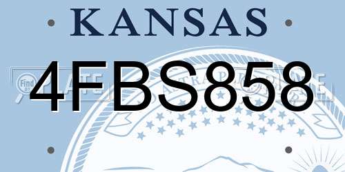 4FBS858 Kansas License Plate