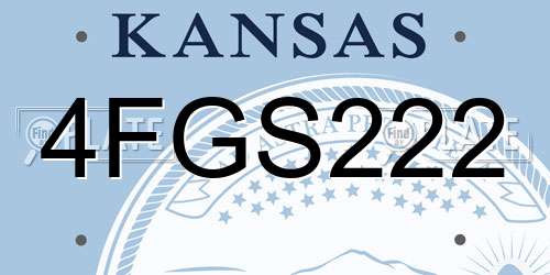 4FGS222 Kansas License Plate