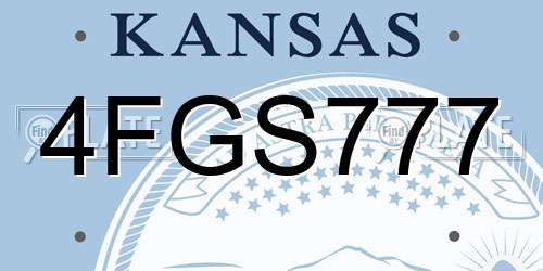 4FGS777 Kansas License Plate