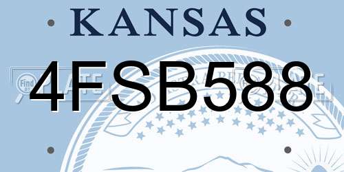 4FSB588 Kansas License Plate