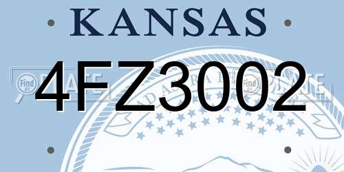 4FZ3002 Kansas License Plate