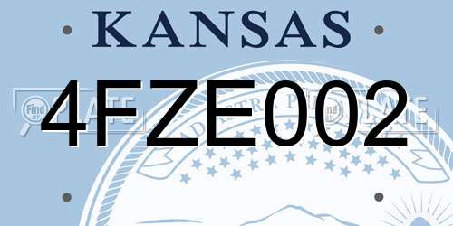 4FZE002 Kansas License Plate