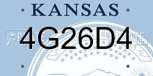 4G26D4 Kansas License Plate