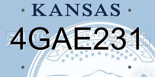 4GAE231 Kansas License Plate