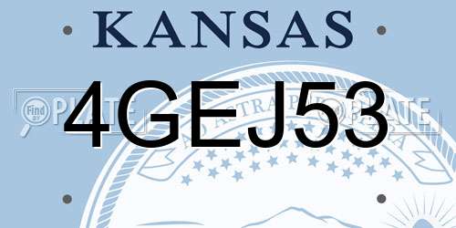4GEJ53 Kansas License Plate