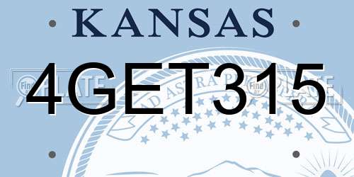 4GET315 Kansas License Plate