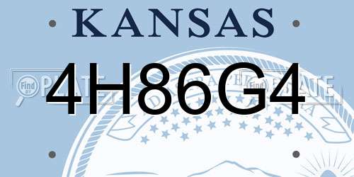 4H86G4 Kansas License Plate