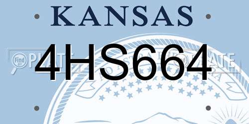 4HS664 Kansas License Plate