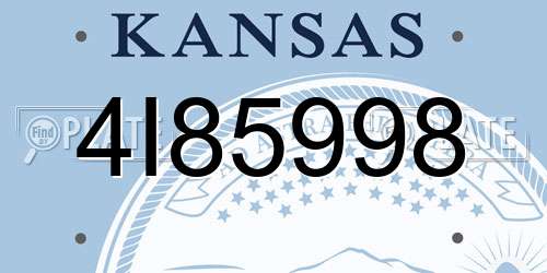 4I85998 Kansas License Plate