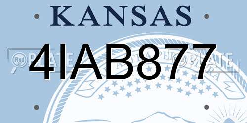 4IAB877 Kansas License Plate